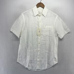 Alex Crane Shirt men's Small White 100% Linen Ola Button Up MSRP $130 NEW